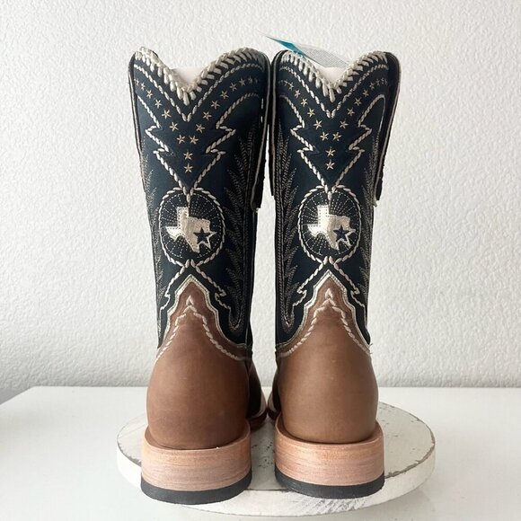 Lane RODEO HOUSTON Mens Cowboy Boots 10 Brown Leather Western Mid Calf Blunt Toe - Picture 3 of 11